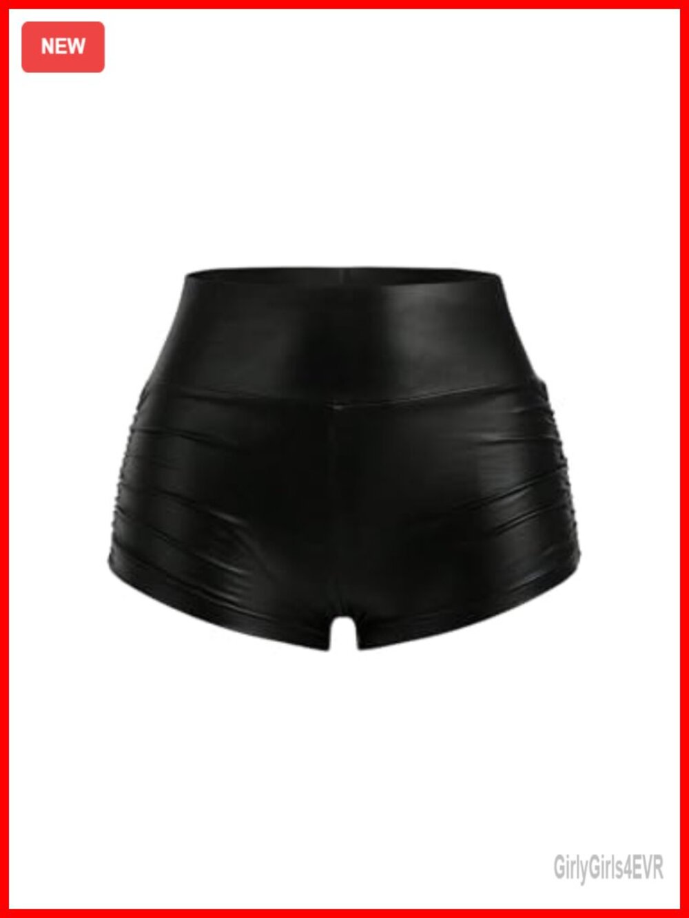 Plus Size PU Leather Ruched Biker Shorts High Waisted Faux Leather Leggings
